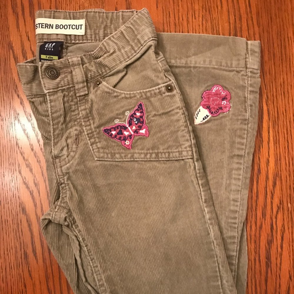 Gap Kids 5-Pocket Tan Butterfly Jeans 100% Cotton - Picture 1 of 3